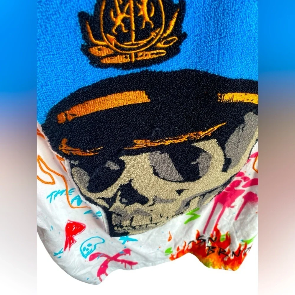 🌟  REASON skull shirt white multi color trip men’s Sz L Skeleton top resort - Picture 11 of 12